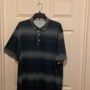 Walter Hagen Striped Polo in Navy and Light Green. Men’s XL.  (B5)